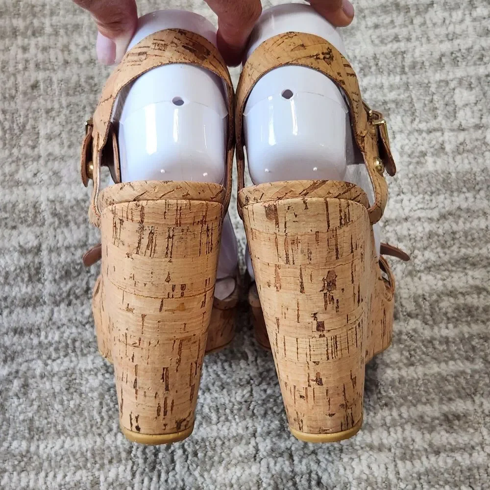 Stuart Weitzman Twofer platform wedge sandals cork size 8 - Picture 8 of 12